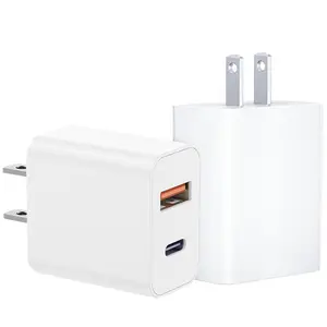 2-Pack Fast Charging Adapter Dual Port Wall Mount USB-C Portable Quick Charger for iPhone Samsung Android Tablets Phones, 20W Rapid Charge Head