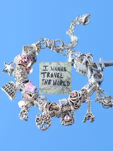 Travel Birthday Bear Charm Bracelet, Leopard DIY Bracelet, Angel Heart Mom DIY Bracelet, Eiffel Tower Travel Memorial Bracelet, Star Girl Bracelet, Charms Bracelet