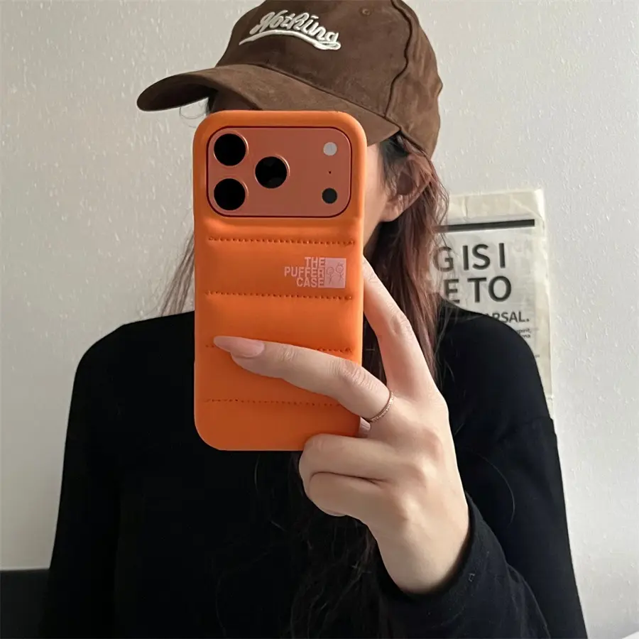 THE PUFFER CASE - A cotton down jacket phone case suitable for iPhone 17, Air 17, and Promax protection.Shockproof Down Jacket iPhone Case,stylish design,solid color，stylish girly design