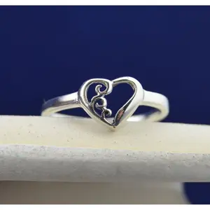 Elegant 925 Sterling Silver Heart Ring with Exquisite Scrollwork - Limited Edition