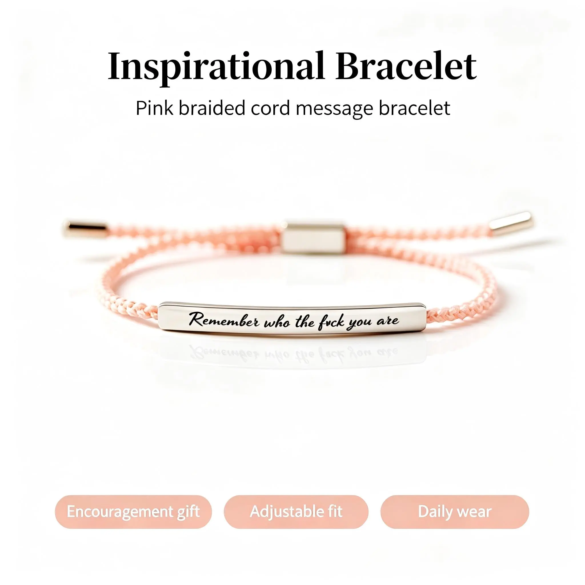 Inspirational Encouragement Bracelet for Women, Remember who the F you are/Don't Let The Hard Days Win Adjustable Braided String Bracelet, Birthday Gift for Best Friend Daughter