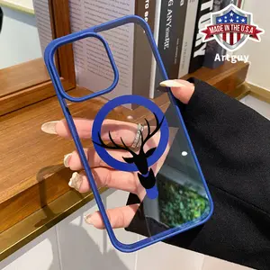 Magnetic iPhone Case for iPhone 15 Plus 16 Pro Max 16E 14 13 12 11 X XS XR  Stag Silhouette  Pattern Flexible Premium Stylish Transparent Protection Case