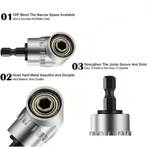1pc 16 Nm Torque 105-Degree Right-Angle Electric Hex Screwdriver with Interchangeable Bits - Designed for Home Improvement, Automotive Repair, and Electrical Work, Compact and Durable Construction (Accessories Only)