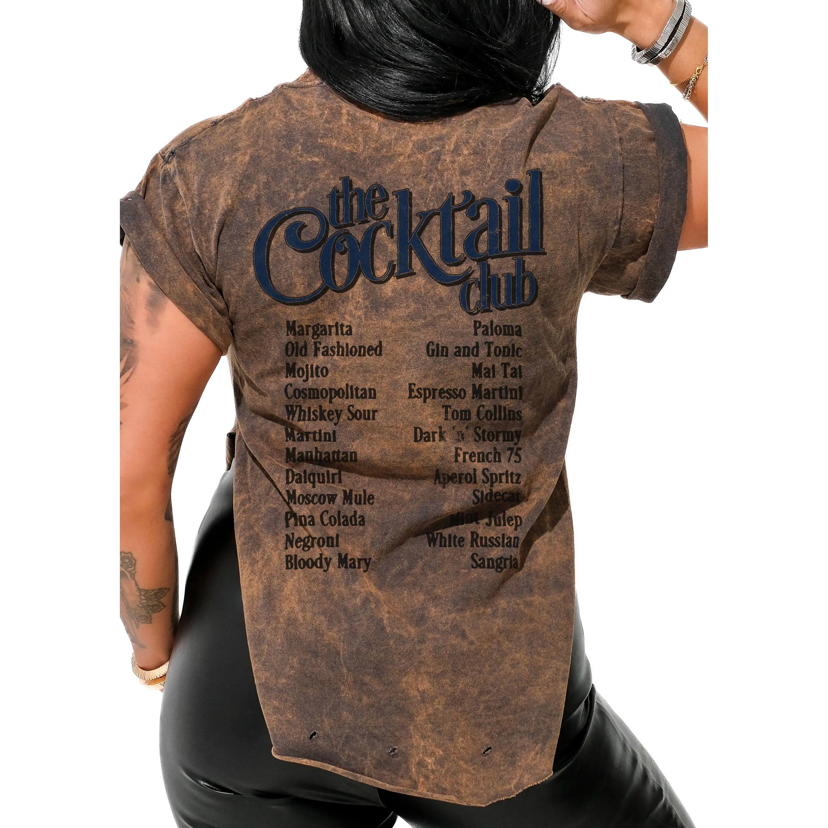 THE COCKTAIL CLUB DESTRUCTED SIDE SLIT TEE