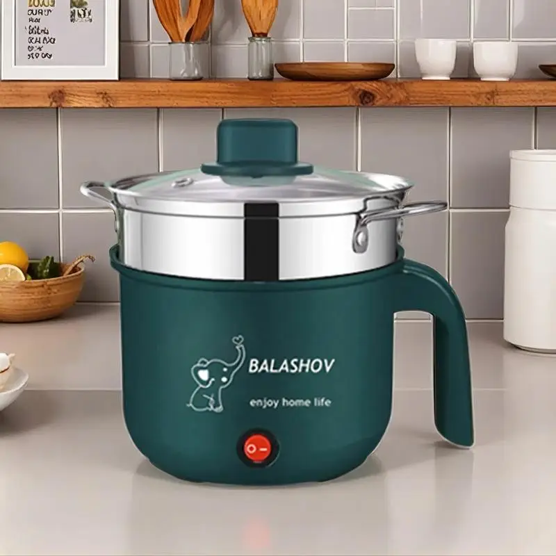 Multifunctional Electric Cooking Pot with Handle, Portable Non Stick Ramen Noodles Cooker with Steamer, Electric Steamer for Home and Dormitory, Summe