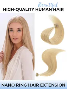 Nano Ring Hair Extensions, Real Human Hair with Micro Ring Design Keratin Capsules Straight Natural Looking Hair, for Women and Girls, 50pcs/bag, 30g/bag