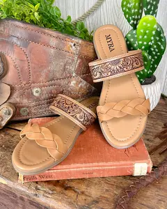 Elegant Tooled Leather Western Sandal