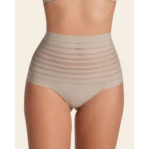 Leonisa UltraStripe Undetectable Lace Stripe High-Waisted Thong Panty Smooth Womenswear Seamless
