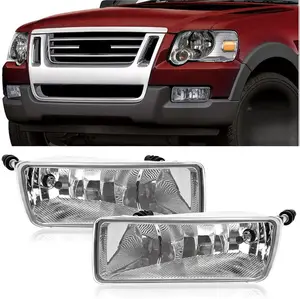 HECASA Fog Light Pair Compatible with 2006-2010 Ford Explorer/Explorer Sport Trac Halogen Fog Lamp w/Bulbs Replacement for FO2594100 FO2595100 6L2Z15201AA 6L2Z15200AA Clear Lens Left & Right