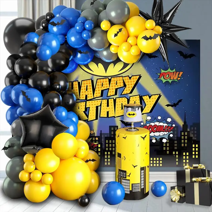 Bat Theme Balloon Arch Kit, 113pcs/set Mixed Color Balloon Set, Latex Balloon for Birthday Party Wedding Baby Shower Balloon Arches Decorations, Happy Birthday, Halloween