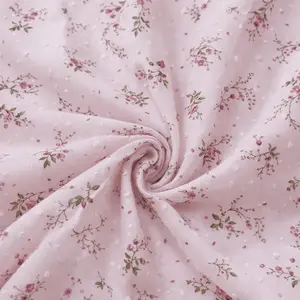 1 Piece Cotton Jacquard Cut Fabric, Pure Cotton Embossed Printed Dot & Small Floral Material, Soft Thin Fresh Tencel-like Printed Cloth Width: 59 inches, Length: 36/108/180 inches.