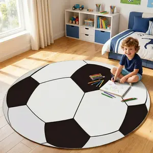 PLUMLIK Soccer Rug for Boys Bedroom, Machine Washable Soft Bedside Area Rug for Kids Toddlers & Teens, Soccer Lovers Home Kid room Decor Indoor Carpet for Nursery & Playroom, Ideal Birthday & Everyday Surprise Gift