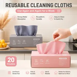 Disposable Cleaning Cloths, 20 Pack Microfiber Kitchen Towels, Super Absorbent Wipes for Dishes, Grease, Oil & Household Cleaning