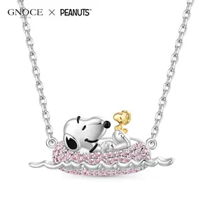 Gnoce Peanuts Collab Necklace for Women Snoopy & Woodstock Bubble Bath in Bathtub Necklace for Her, Daughter, Wife, Valentine‘s Day, Mother’s Day Jewelry Gift