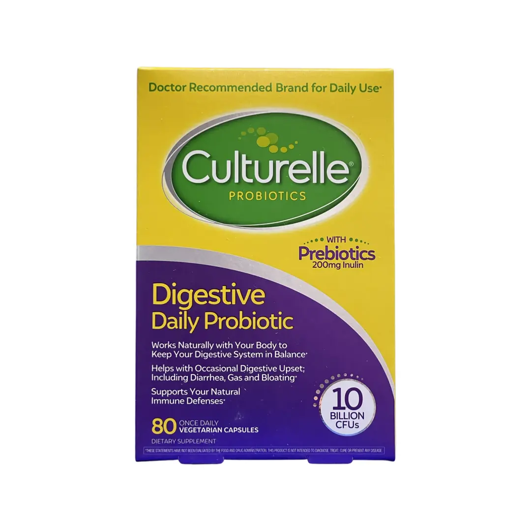Culturelle Digestive Health Daily Probiotic 80 Capsules with 10 Billion CFUs for Optimal Digestive Support