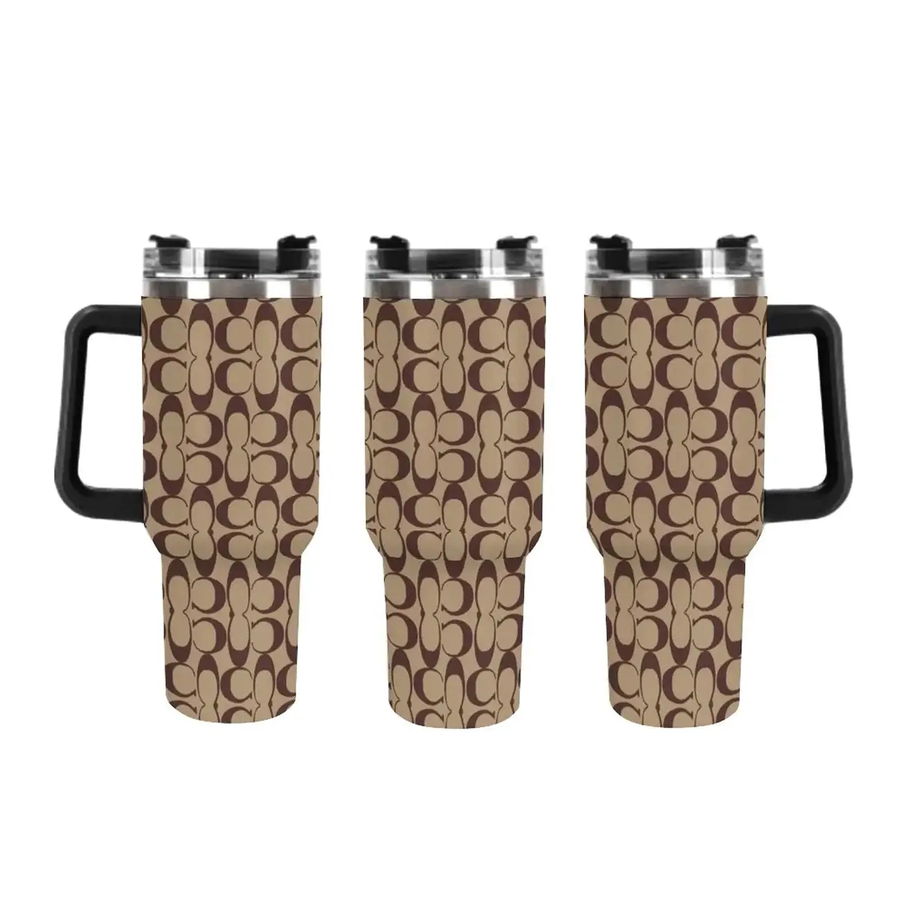 40oz Classic C Monogram Print 40oz Tumbler with Straw - Luxury Inspired Signature C Print Insulated Cup