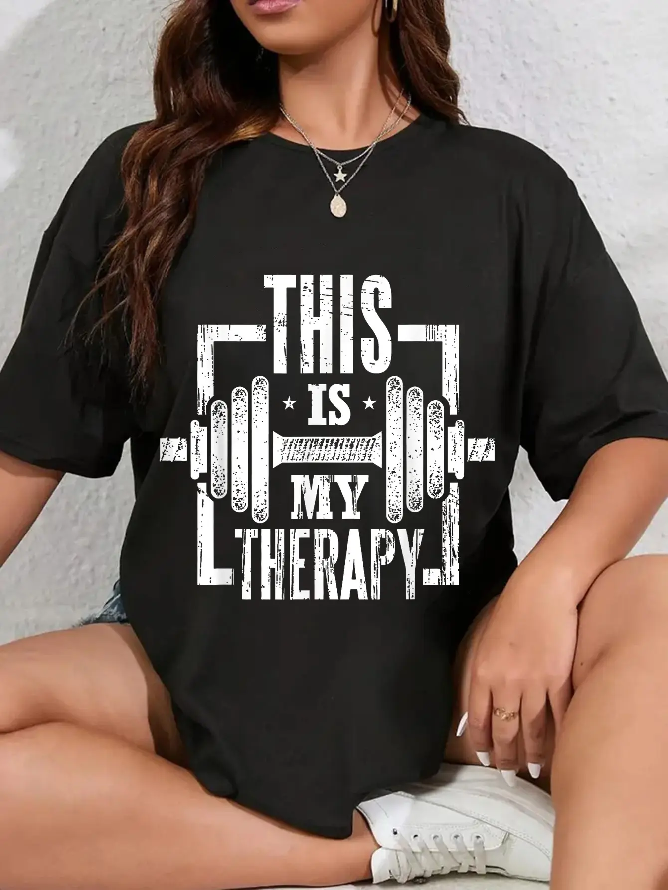 100% Cotton Unisex This Is My Therapy Funny Gym Workout Motivational T-Shirt