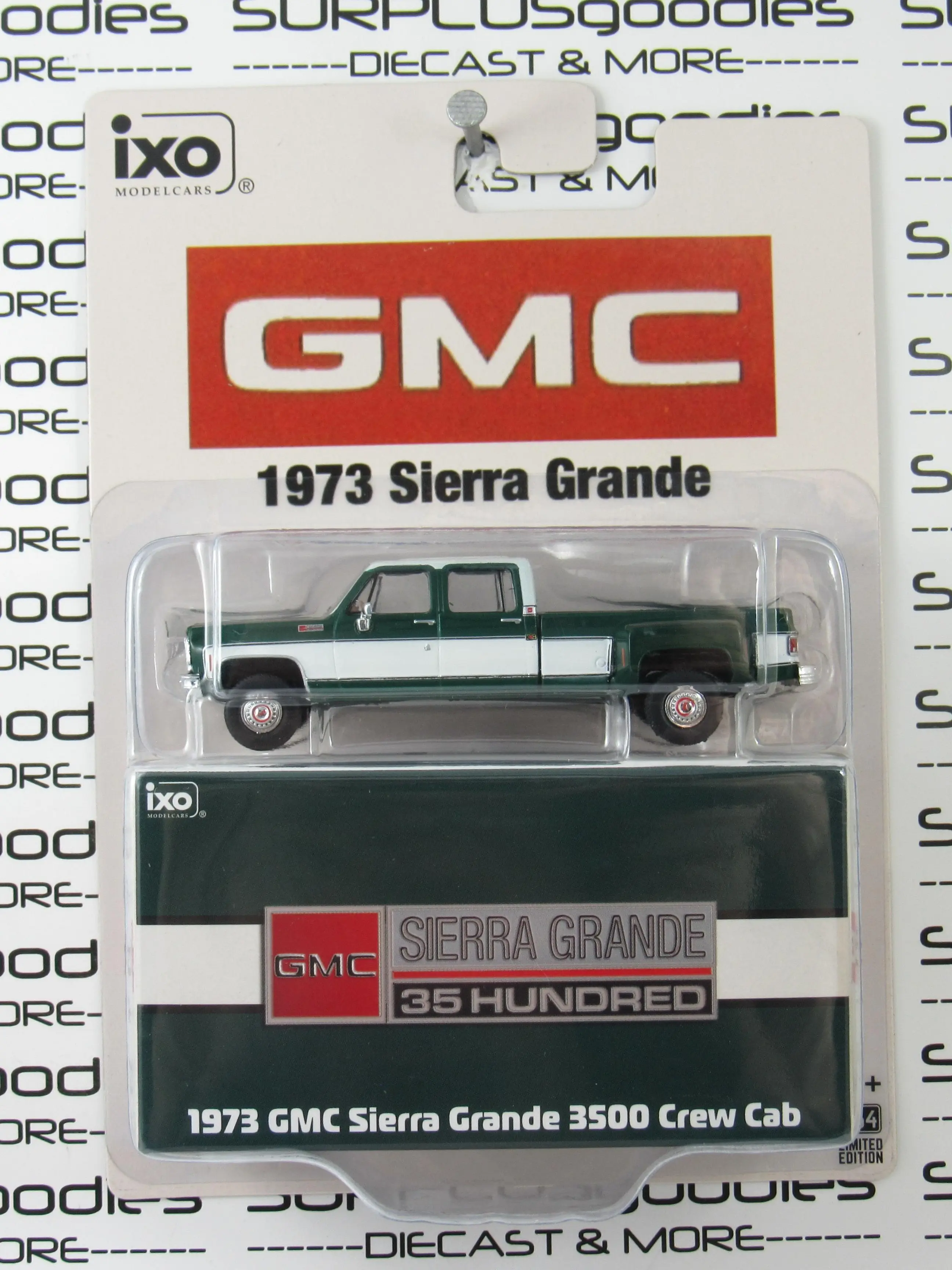 2026 IXO America 1:64 Glenwood Green 1973 GMC GRANDE SIERRA 3500 DUALLY CREW CAB Pickup