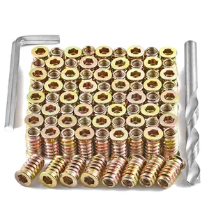 80 count 1/4 "- 20 Threaded Inserts for  - Metal Screws Assortment Hex Socket Drive Nut Inserts, Bolt Fastener Connector  Embellishments for Furniture (1/4"-20x20mm)