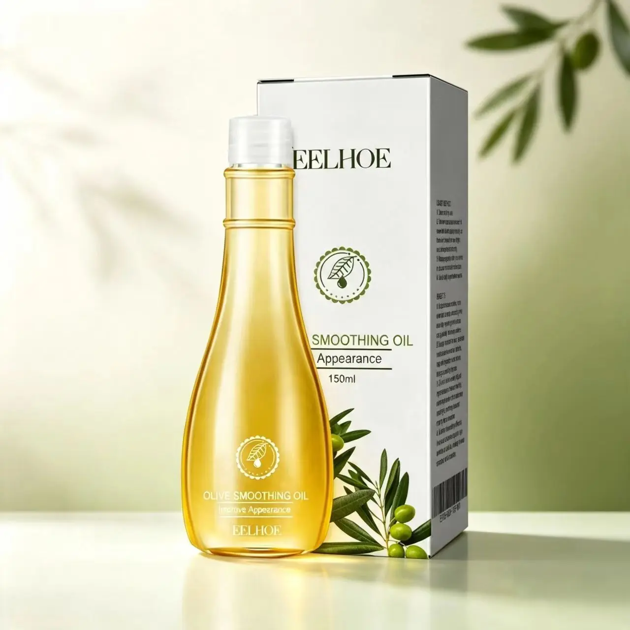 EELHOE Olive Soft & Moisturizing Body Care Oil, Sweet Apricot Oil + Olive Fruit Oil, hydrates and improves dry skin, softens scars, fine lines, and the appearance of collagen fibers/connective tissue texture