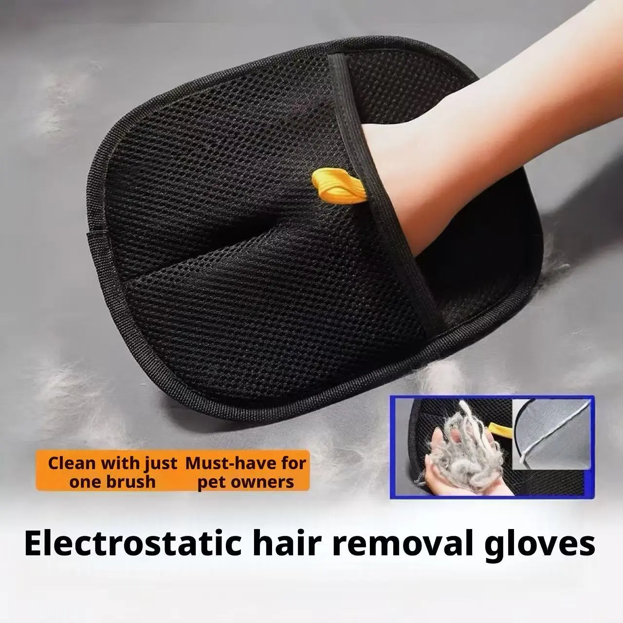 Reusable Static Power Pet Hair Remover Grooming Glove - Universal, Breathable Material Fur Removal Tool for Dogs, Mess-Free Cleaning on Sofa, Carpet