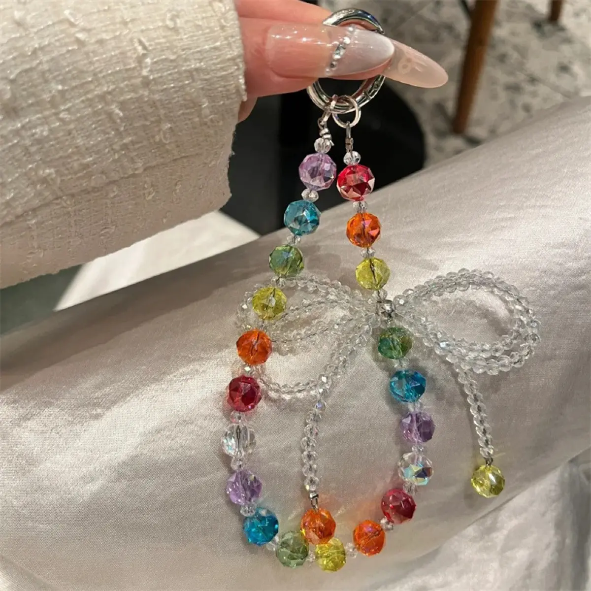 Women's Shiny Luxury Crystal Mobile Accessory Set - Beaded Wrist Strap, Phone Charm Chain, Keychain, Cellphone Lanyard with Tether Tab for Hands-Free Grip & Protection, Smartphone, Card, Accessories, Metal, Crystal Charm Keychains Installation Flash, Came