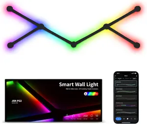 Wall Light Lines, WiFi RGB LED Bars, 16M+ Color Dimmable Music Sync DIY  Decor for Gaming Party Streaming Lovers, Compatible with Alexa &  Assistant (6 Lines, Black)