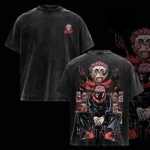 valentine shirts Itadori Yuji Vintage Washed T-Shirt – Jujutsu Kaisen Anime Graphic Tee, Dark Aesthetic Oversized Streetwear Apparel, Soft Cotton Casual Unisex Top, Cursed Energy Inspired Shirt, Gift for JJK Fans