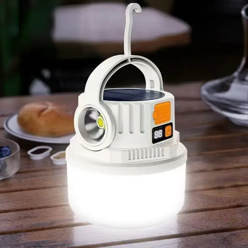 Rechargeable Solar LED Camping Light - Solar Powered Rechargeable Lamp, Camping Supply, Outdoor Camping Light with Lithium Battery, Long Runtime for Tent, Home Emergency Use, Emergency Light