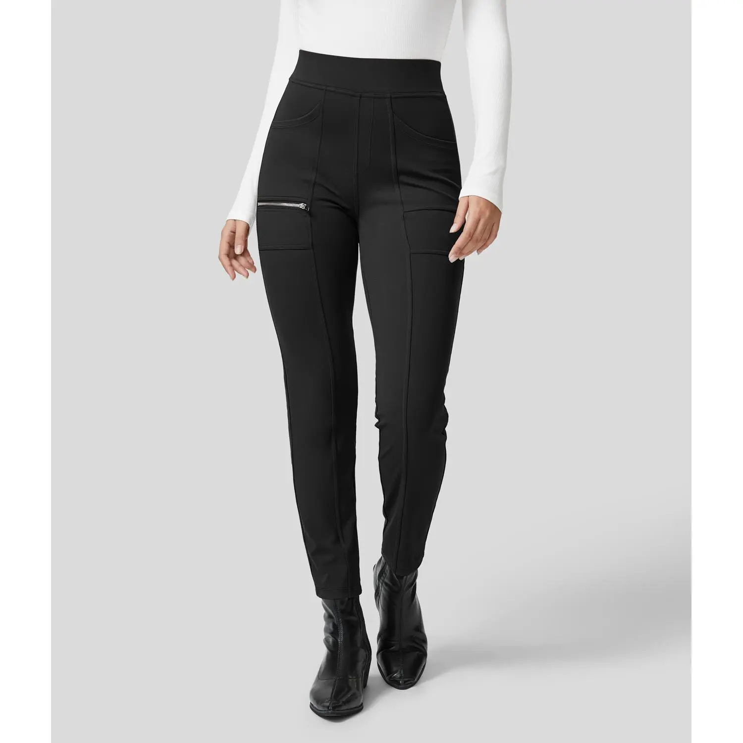 Halara SoftlyZero️ Eco High Waisted Multiple Pockets Zipper Casual Slim Pants #BackToSchool