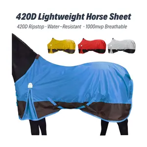 BARN & STABLE 420D Ripstop Lightweight Horse Turnout Sheet, No Fill, Water-Resistant & Breathable Horse Blanket for Spring and Mild Weather, with Anti-Rub Fleece Withers