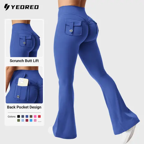 YEOREO CoreFlex Flare Leggings with Pockets for Women Scrunch Workout Pants High Waisted, Scrunch, Buttery Soft, Flare Yoga Pants,outdoorfun