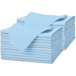 Light Blue Cloth Napkins Bulk Pack of 24, 100% Polyester Washable Reusable Dinner Linen Napkins, Durable with Hemmed Edges, 17x17 Inches, Ideal for Parties and Weddings
