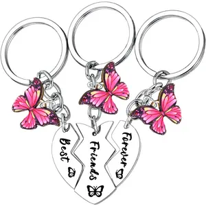Best Friend Keychain for 3 Pcs Friendship Matching Keychain for Best Friends Birthday Gifts for Women Friends Besties Sister Long Distance Gifts Butterfly Charm Keychains Friendship Jewelry Gift