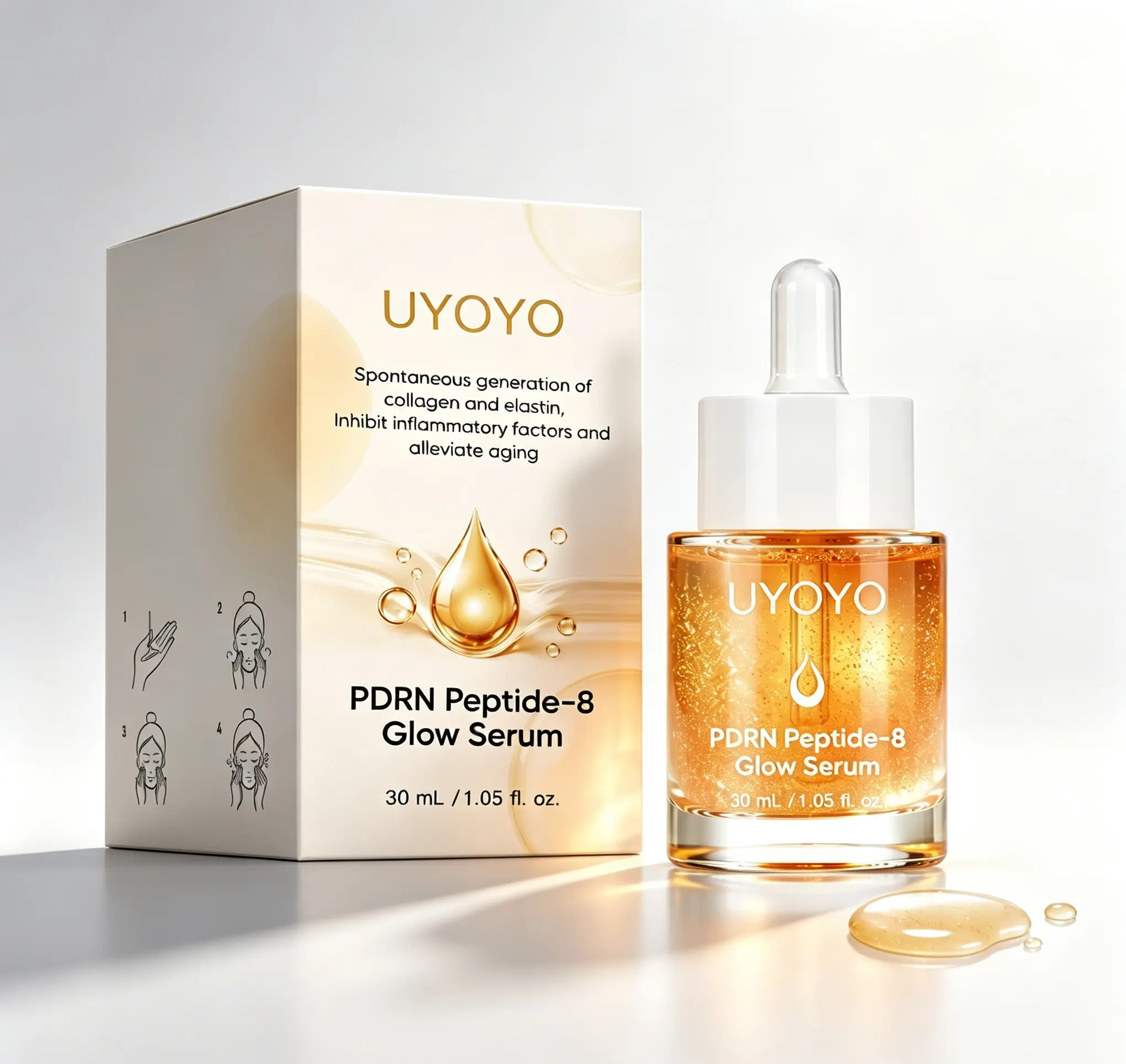 UYOYO PDRN Peptide-8 Glow Serum | Salmon DNA + Niacinamide for Glass Skin | Anti-Aging, Firming & Barrier Repair | Hydrating Korean Skincare 30ml