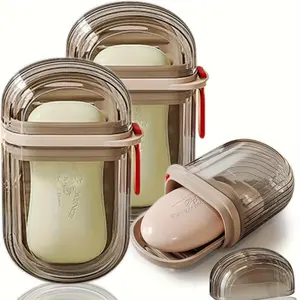 Soap Box, 1/2 Counts Travel Compact Mini Soap Box with Sealed Drainage Hole & Lid, Soap Box for Home Bathroom & Travel