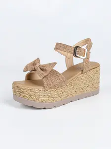 Summer Fashion Women's Bow Heeled Sandals, Casual Waterproof Slip-On Beach Shoes, Comfortable and Stylish, Ideal for Outdoor Activities