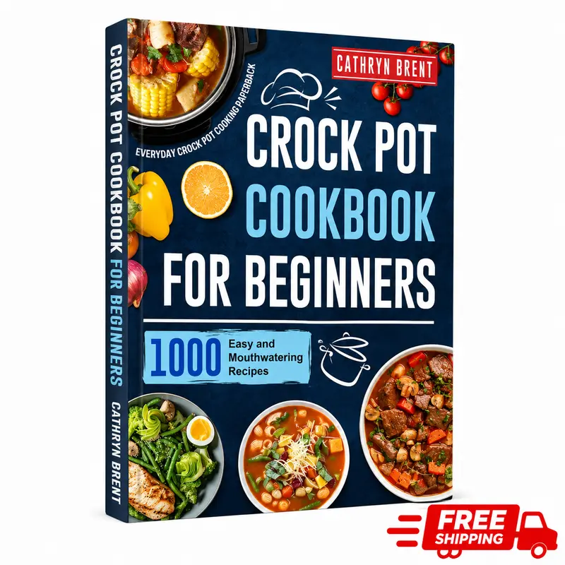 Crockpot Cookbook for Beginners: 1000 Easy, Mouthwatering Recipes for Everyday Household Kitchen Use - Paperback Slow Cook Vegetarian Book  The Cookbook Cooking
