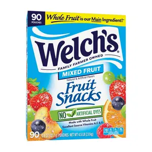 Welch’s Mixed Fruit Fruit Snacks, 0.8 oz Individual Pouches, 90 Pack – Gluten-Free, Fat-Free, Real Fruit Snacks with Vitamins A, C & E