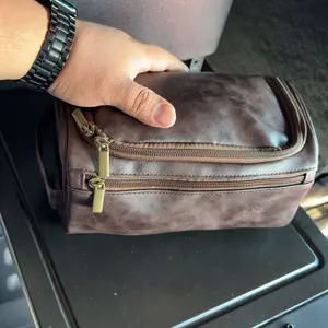 Large Leather Men's Travel Toiletry Bag Personalized Toiletry Bags for Men Small,Premium Quality Durable and Stylish Travel Organizer for Travel, Grooming and Personal Care,Waterproof Leather Dopp Kit Gift for Father's Day SpringStatements