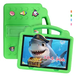 10.1 Inch Android Touchscreen Tablet with HD Screen, Dual Cameras, 5g WiFi, Eva Case Included, Perfect Gift for Kids, available in Blue/Orange/Pink/Green.