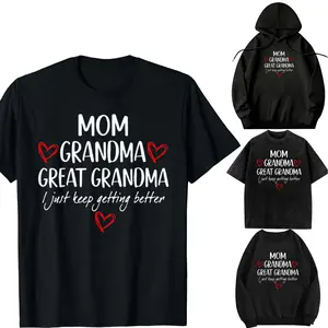 Oversize Acid Wash,Hooded sweatshirtt,Transfer，long-sleeved T-shirt-DIY-Gifts for Grandma from Grand Mom Grandma Great Grandma T-Shirt Top Womenswear