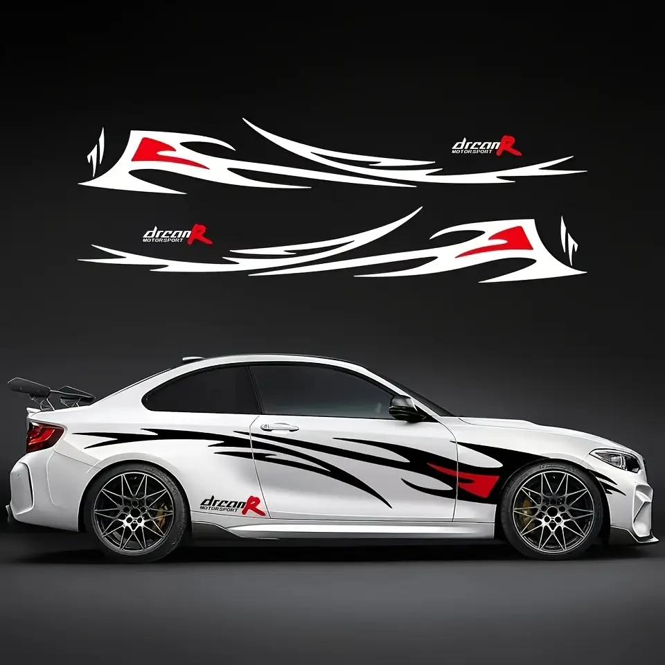 Car Wrap Featuring Cartoon Flame Designs - Glossy Metallic Self-Adhesive Striped Car Stickers, Suitable for Sedans, Trucks, And Suvs - Vehicle Exterior Decoration, Durable Car Decals, Specially Made for Your Cool Ride.