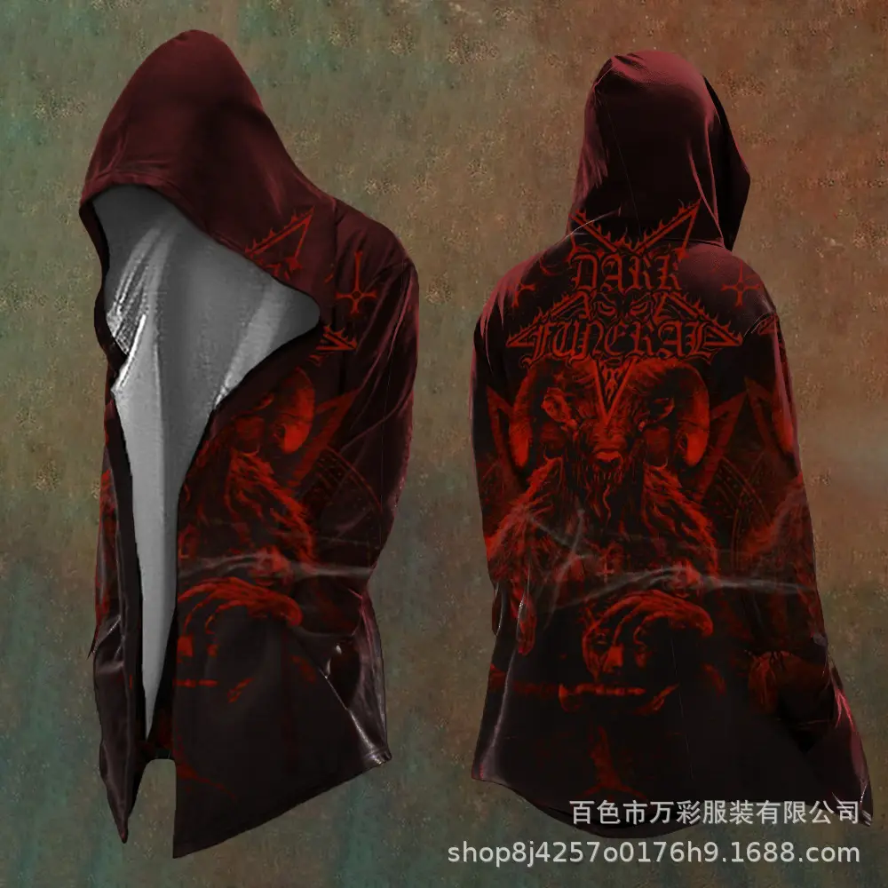 Hooded cardigan - Nordic mythology soft wool lining Gothic street jacket Hooded cardigan - Nordic mythology soft wool lining Gothic street jacket