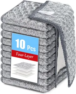 10 PCS Four-Layer Non-Scratch Multipurpose Steel Wire Dishcloths - Reusable Quick-Dry Odor-Free Scrub Cloths for Dishes, Kitchen Cleaning Cloths for Cookware, Sinks, Stove Tops(7.87X7.87)