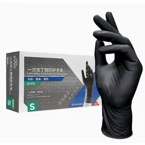 Disposable Black Nitrile Gloves, Industrial Automotive Use Acid and Alkali Resistant Protective Thickened Rubber Nitrile Gloves, Heavy Duty Nitrile Gloves, Black Disposable Cooking Gloves