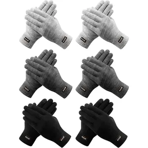 6 Pairs Winter Gloves Thermal Stretchable Knit Gloves Upgraded Touch Screen Warm Gloves for Men Women