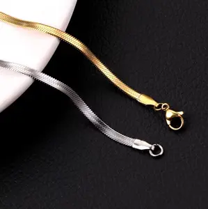 3/5mm Stainless Steel Flat Snake Chain Necklace 19.69 Inch | Hypoallergenic Gold & Silver | Unisex Minimalist Jewelry for Men & Women | Everyday Versatile Layering valentines gift for bf