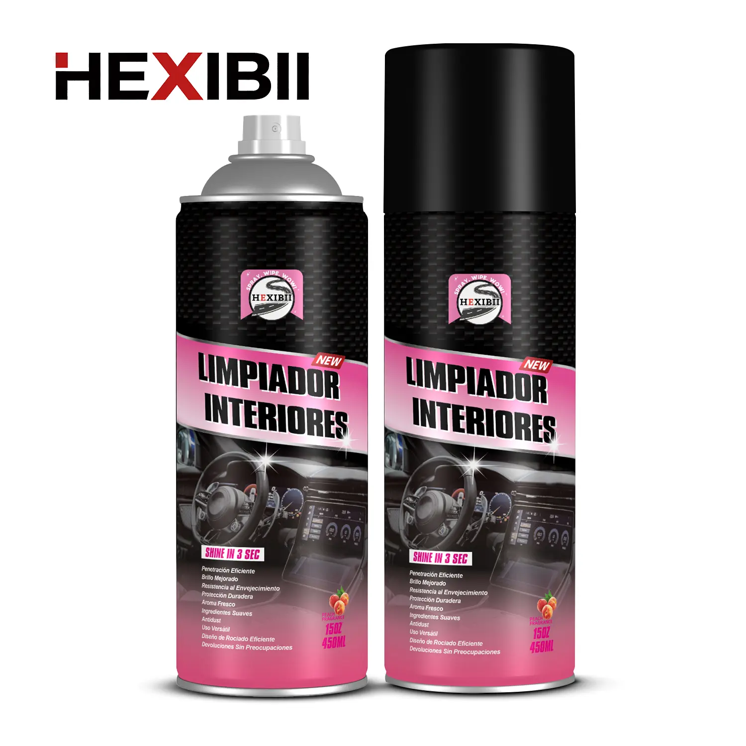 Hexibii Professional Grade Car Interior Cleaner & Polish 450ml Multi-Surface Detailer Spray, Car Cleaning Supplies & Interior Detailing Kit for Leather, Plastic Dashboards, Seats, Fabrics, No Residue, Car Detailing, Interior Detailing Products