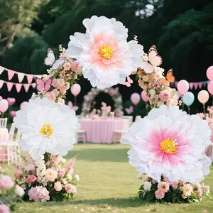 3 Piece Wedding Background Giant Flowers, Large 3D Silk Artificial Flower Decor, Perfect for Weddings, Baby Showers, Photo Booths, Outdoor Gardens